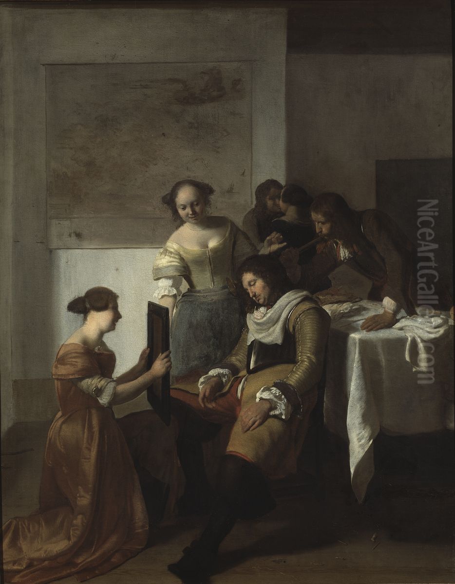 The Sleeping Officer Oil Painting by Jacob Ochtervelt