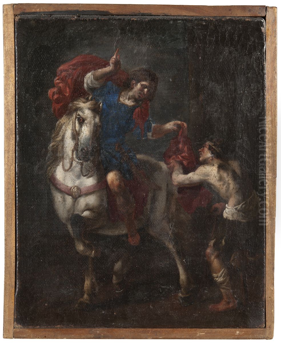 St Martin och tiggaren Oil Painting by Michelangelo Cerquozzi