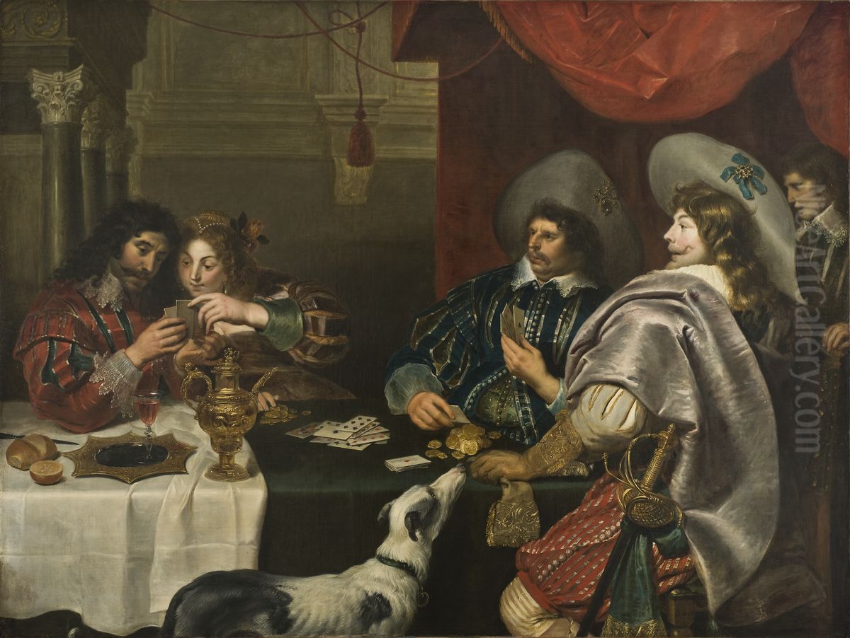 The Card Game Oil Painting by Cornelis De Vos