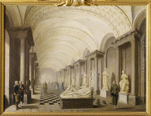 The Gallery of the Muses, in the Royal Museum at the Royal Palace, Stockholm Oil Painting by Pehr Hillestrom
