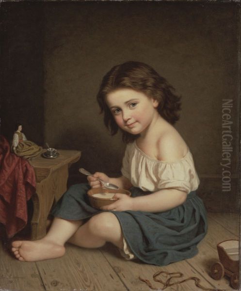 Frukosten Oil Painting by Amalia Lindegren