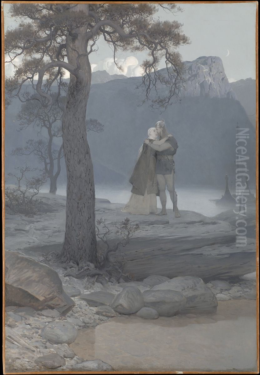 Avskedet (ur Frithiofs saga) Oil Painting by August Malmstrom