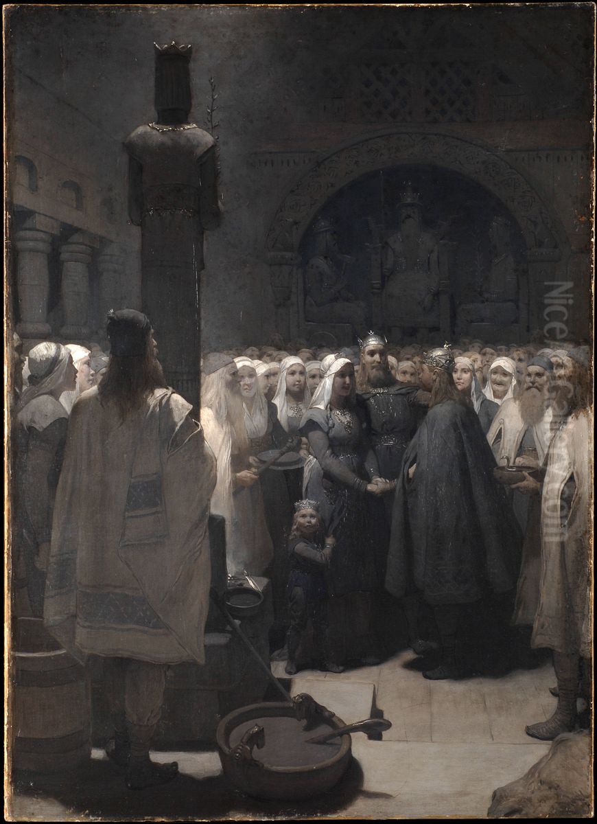 Forsoningen (ur Frithiofs saga) Oil Painting by August Malmstrom