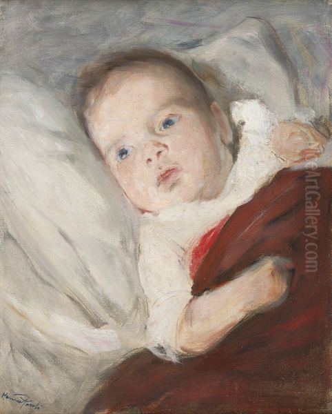 Sonen Goran, 3 manader, upptacker ljuslagan for forsta gangen Oil Painting by Hanna Hirsch-Pauli