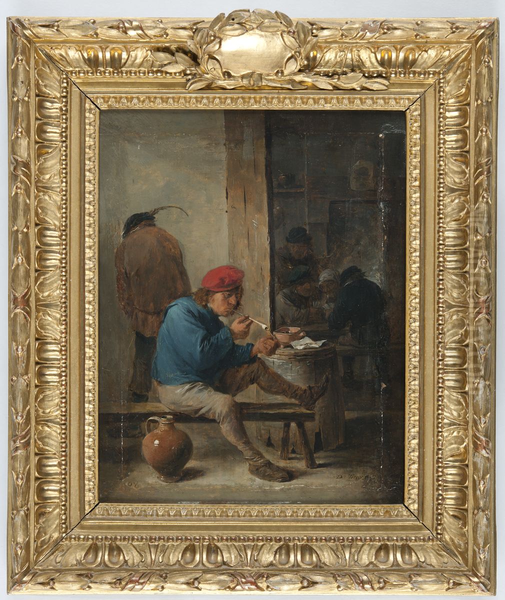 Krogscen med piprokare Oil Painting by David Teniers the Younger