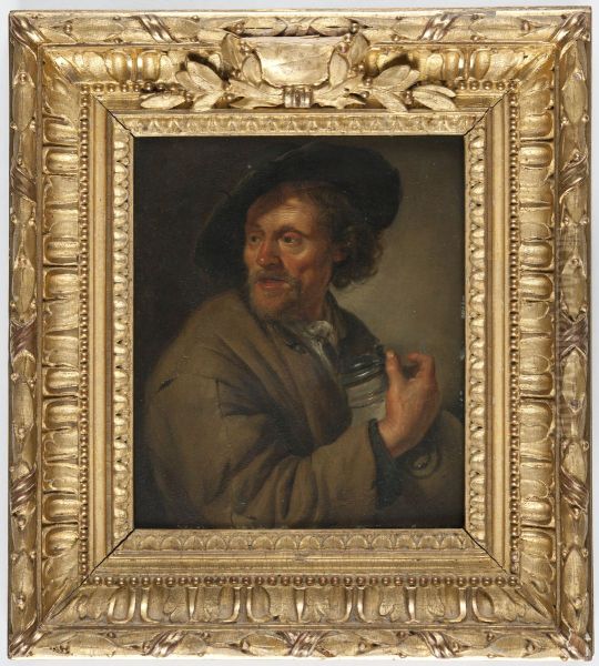 Man Holding a jug Oil Painting by Jacob Toorenvliet
