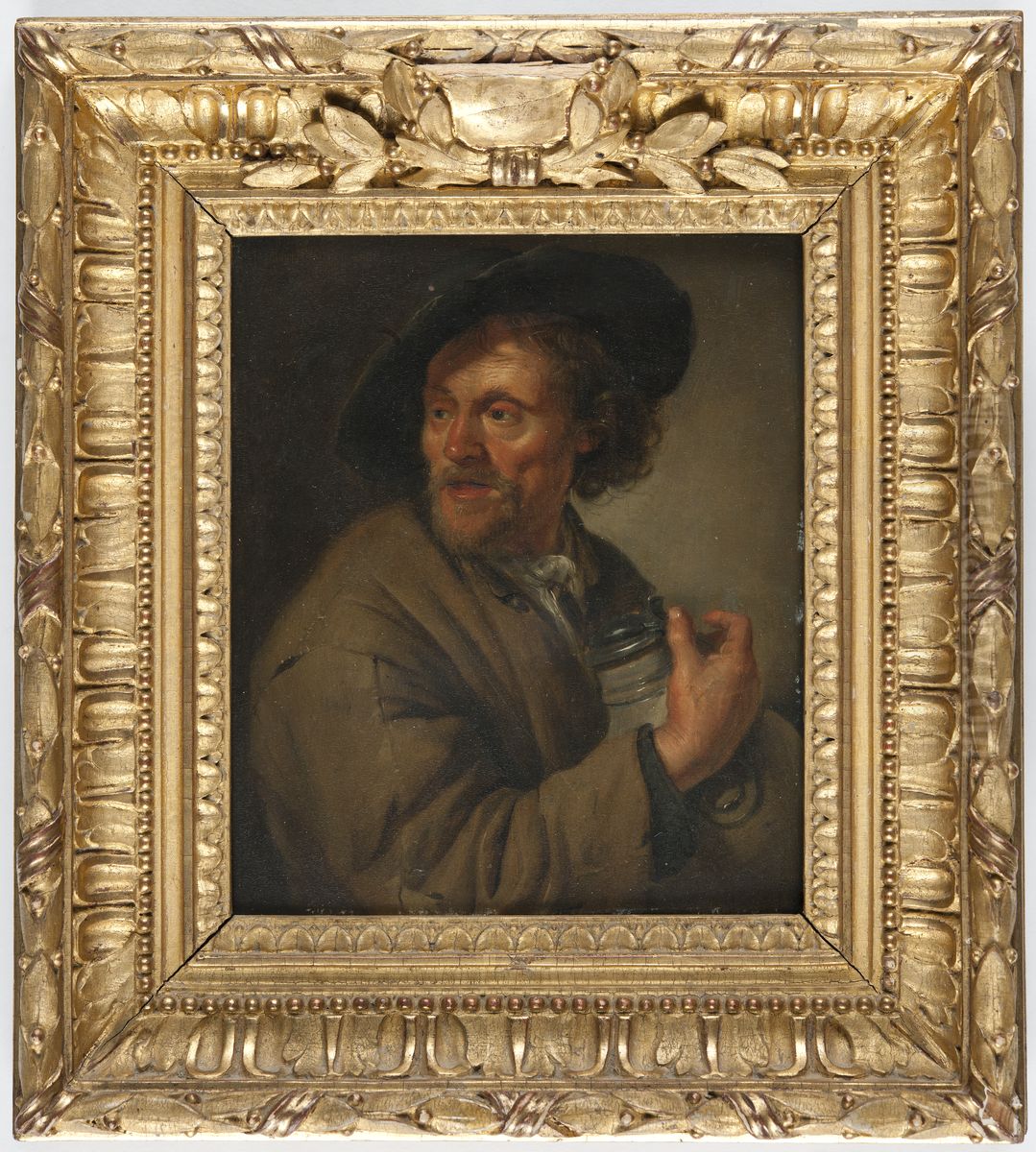 Man som haller ett krus (Smaken) Oil Painting by Jacob Toorenvliet