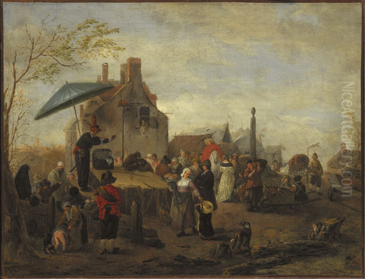 Juggers at a Market Oil Painting by Philips Wouwerman