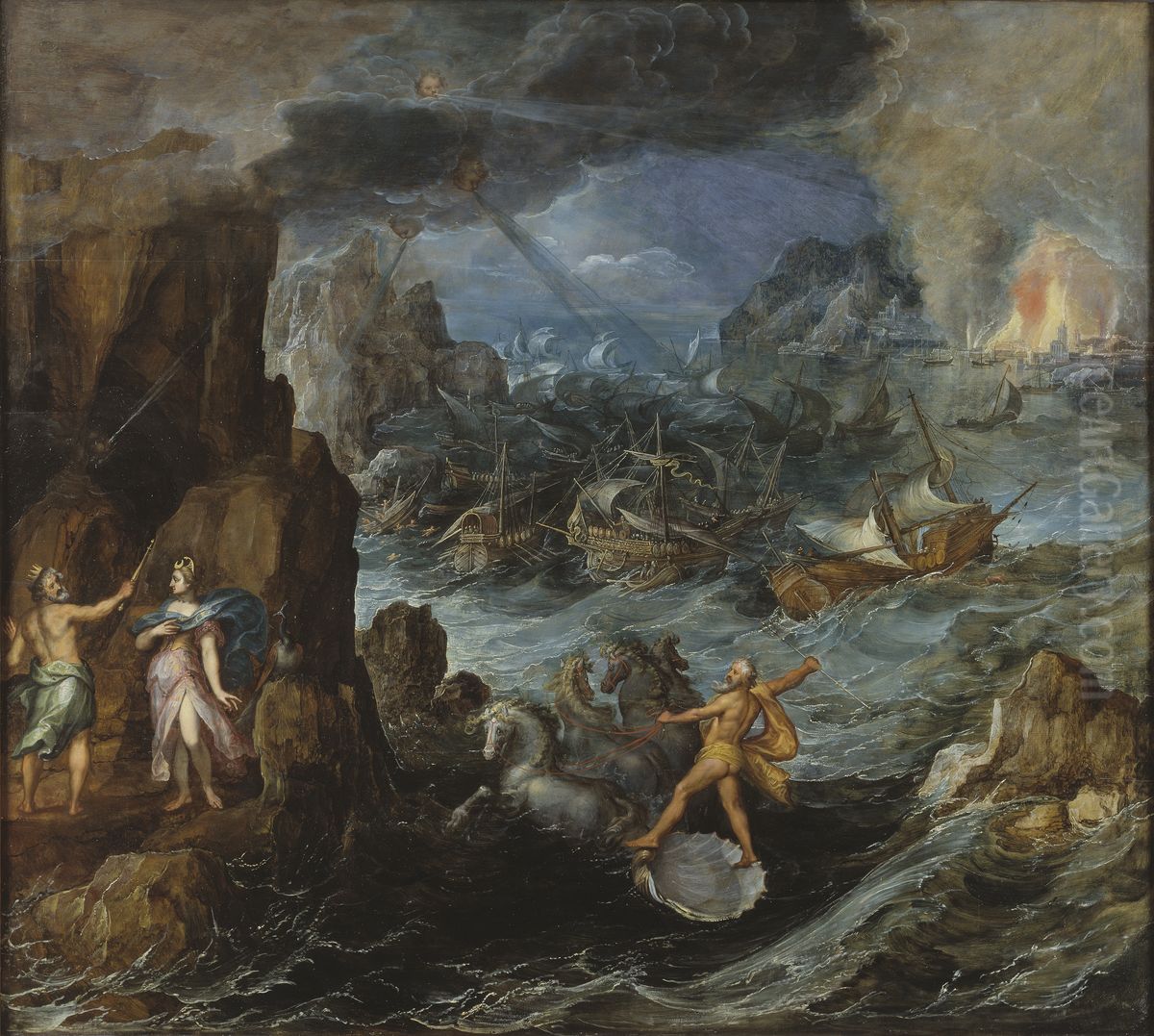 Grekiska flottans skeppsbrott pa hemvagen fran Troja Oil Painting by Joos de Momper the Younger