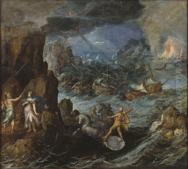 Shipwreck of the Greek Fleet on the Voyage Home from Troy Oil Painting by Joos de Momper the Younger