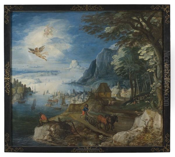 Landskap med Ikaros fall Oil Painting by Joos de Momper the Younger