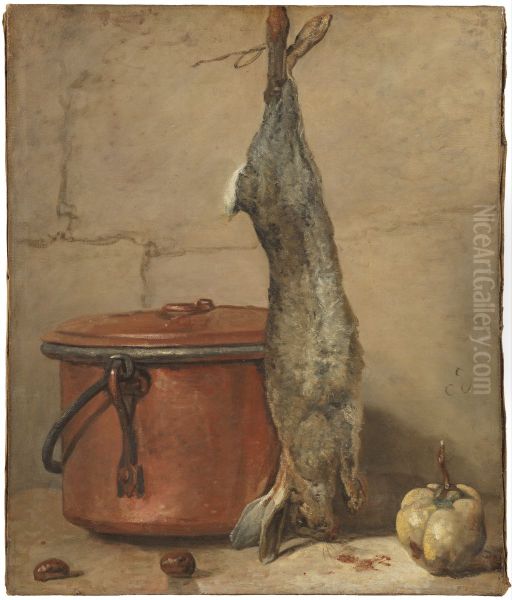 Rabbit and Copper Pot Oil Painting by Jean-Baptiste-Simeon Chardin