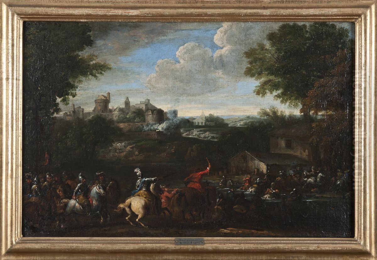 Cavalry Battle Oil Painting by Jacques Courtois