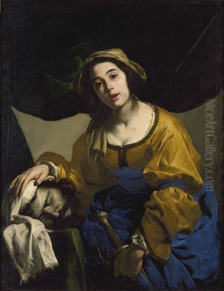 Judit med Holofernes huvud Oil Painting by Bernardo Cavallino