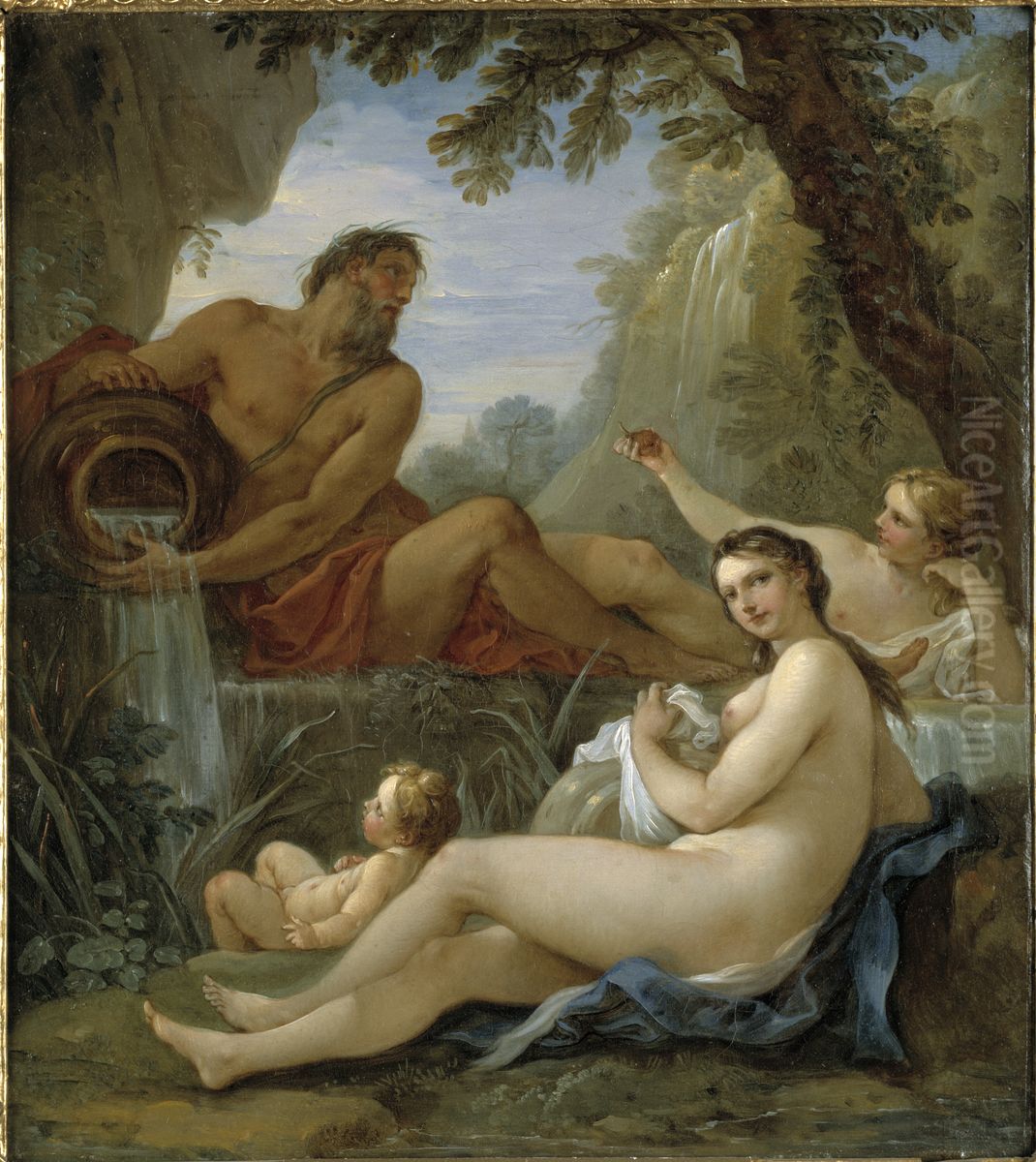 A River and a Fountain Nymph Oil Painting by Charles-Joseph Natoire