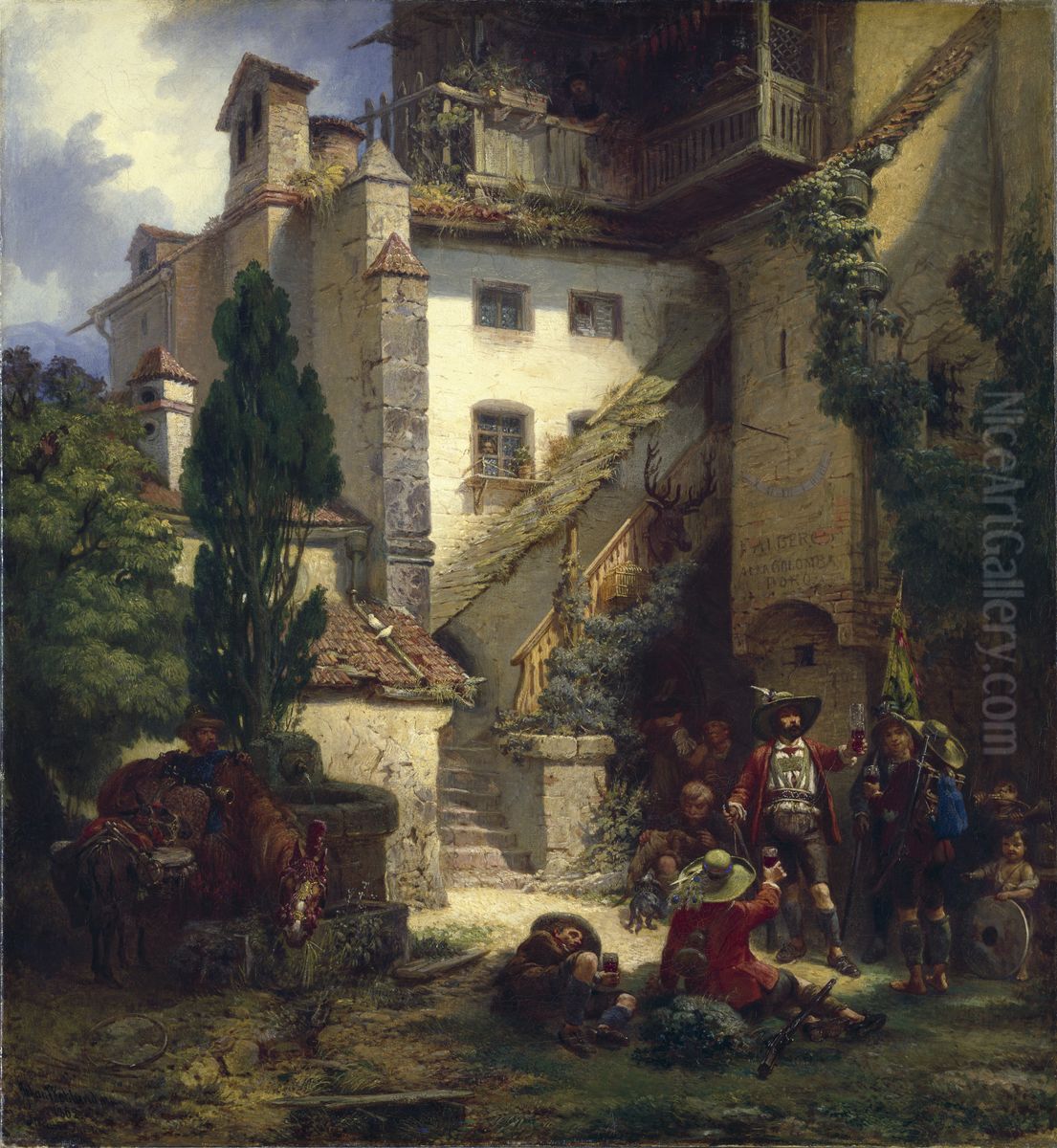 Marksmen in Merano Oil Painting by Johan Christoffer Boklund