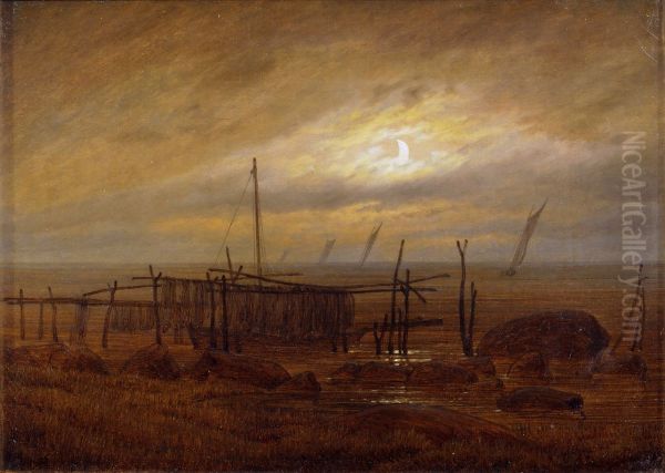 Kustenlandschaft bei Mondschein Oil Painting by Caspar David Friedrich
