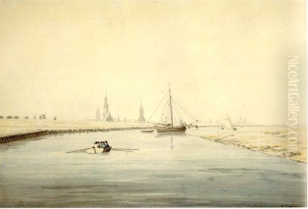 View of Greifswald from the east Oil Painting by Caspar David Friedrich