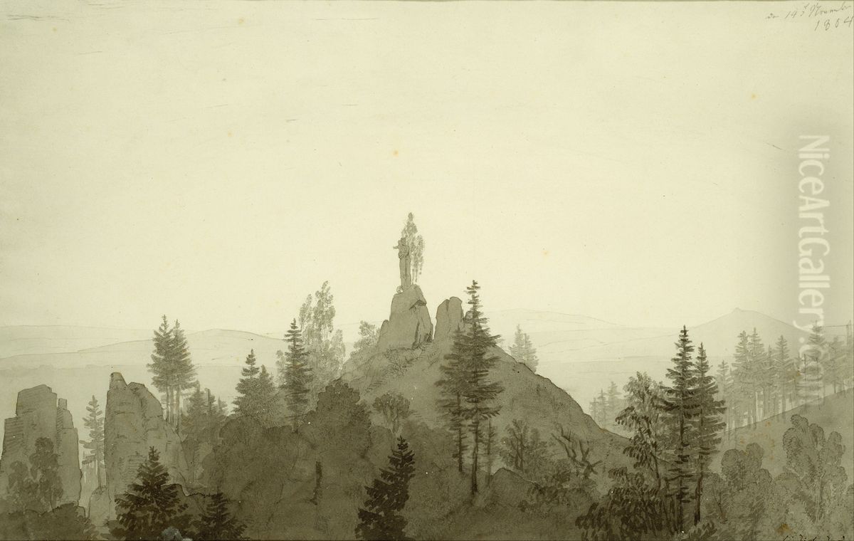 Statue of the Madonna in the Mountains Oil Painting by Caspar David Friedrich