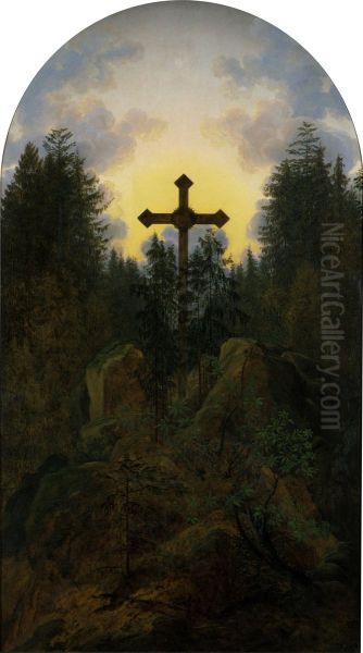 Kreuz im Gebirge (Der Ilsenstein, Dornenkrone) Oil Painting by Caspar David Friedrich