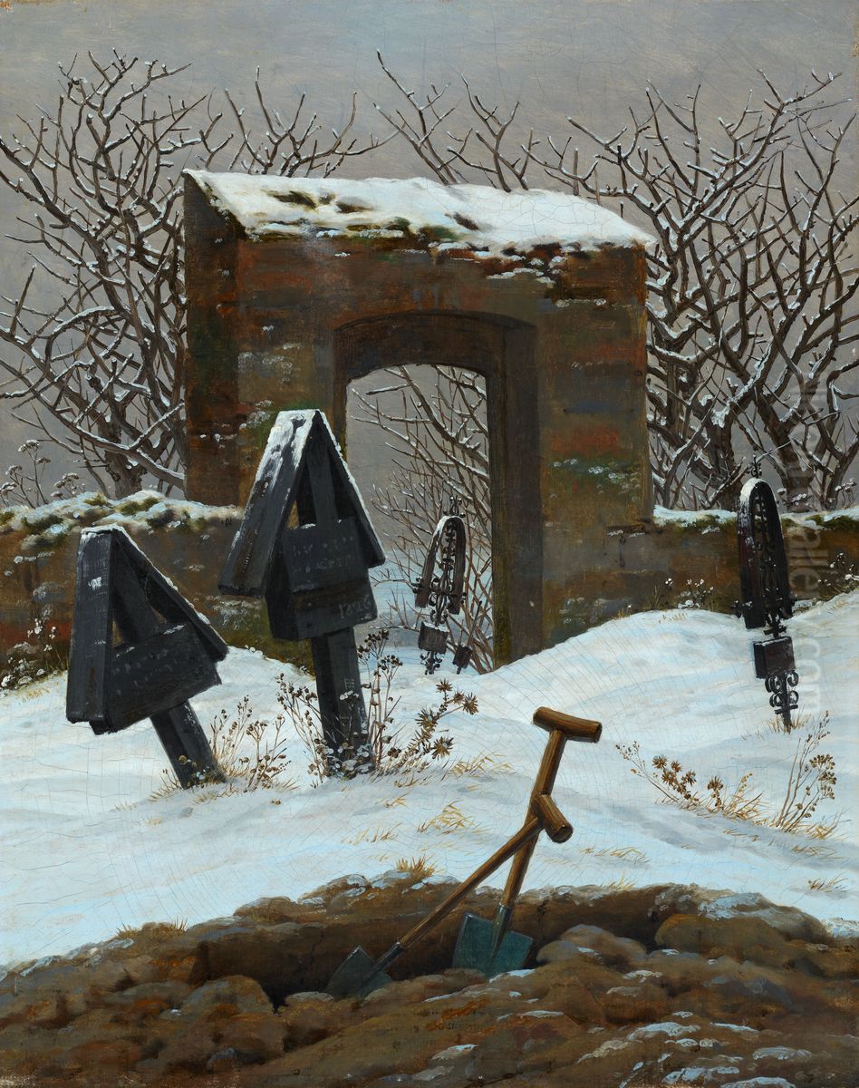 Friedhof im Schnee Oil Painting by Caspar David Friedrich