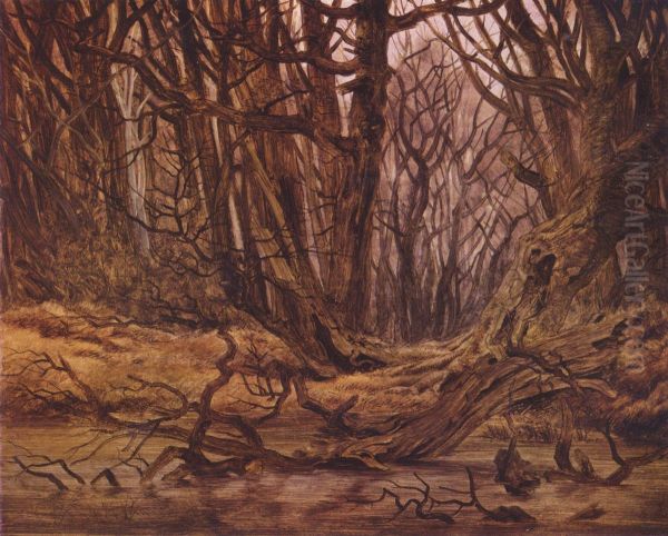 Wald im Spatherbst (Waldwasser, Herbstwald) Oil Painting by Caspar David Friedrich