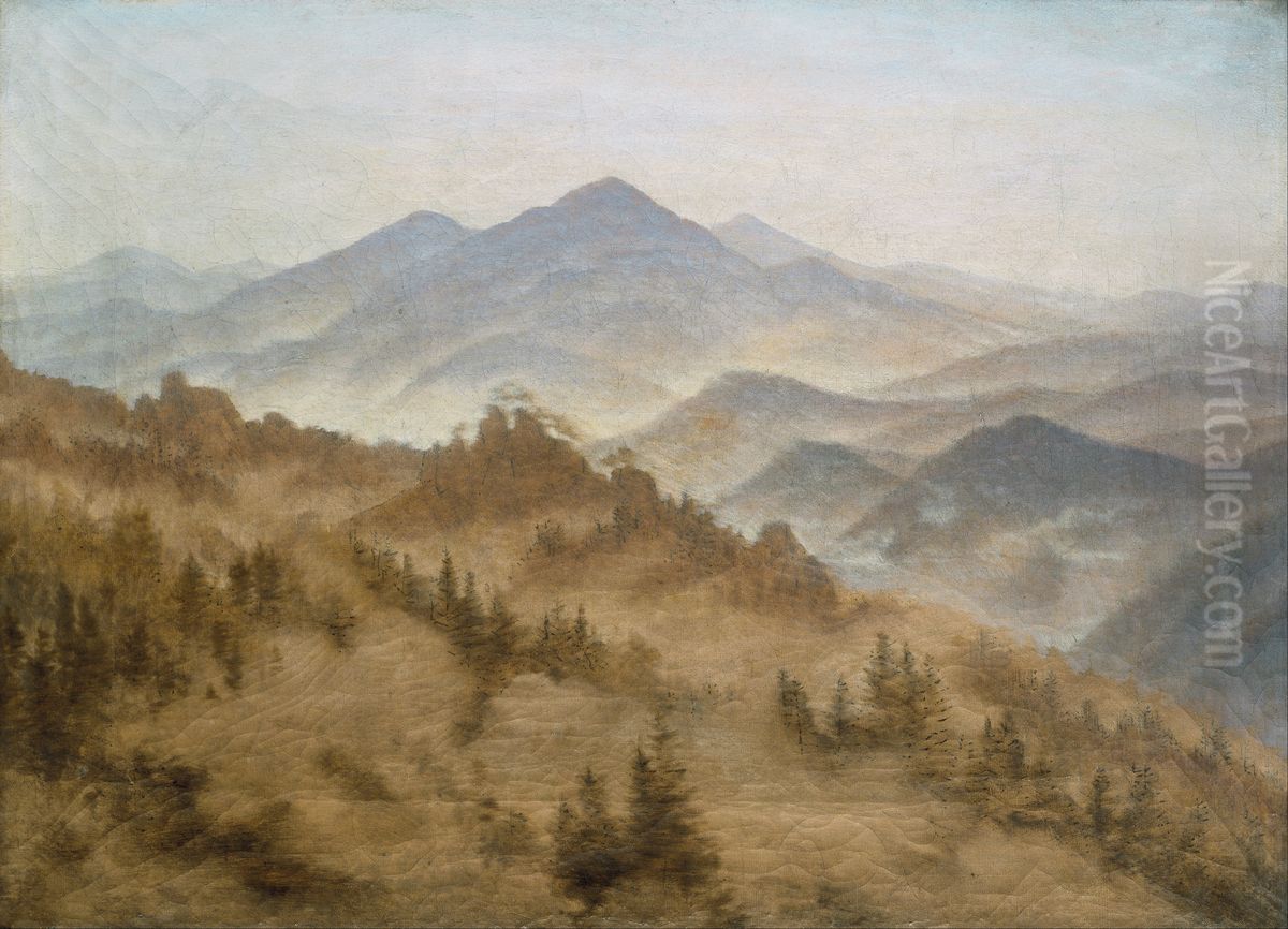 Gebirge bei aufsteigendem Nebel Oil Painting by Caspar David Friedrich