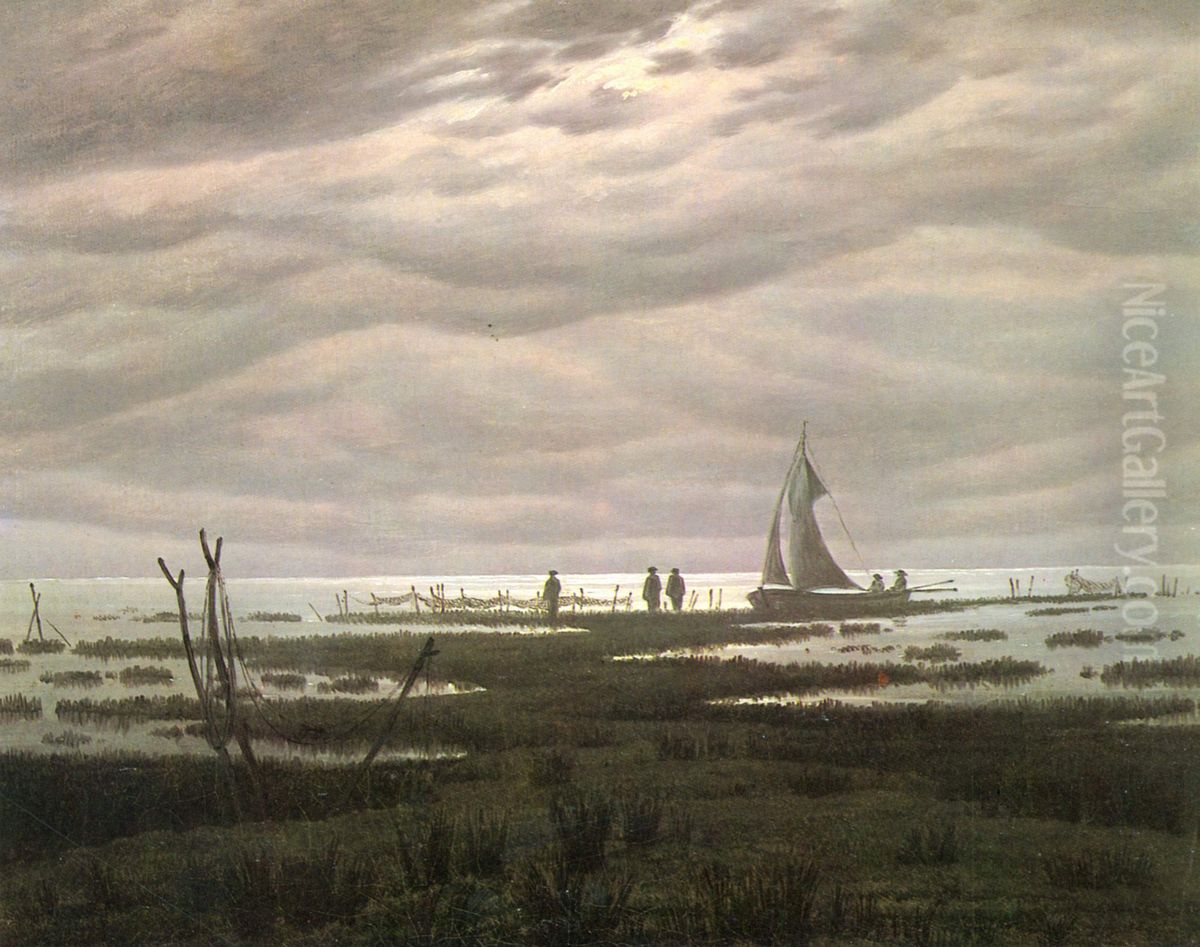 Flachlandschaft am Greifswalder Bodden Oil Painting by Caspar David Friedrich Flachlandschaft am Greifswalder Bodden Oil Painting by Caspar David Friedrich
