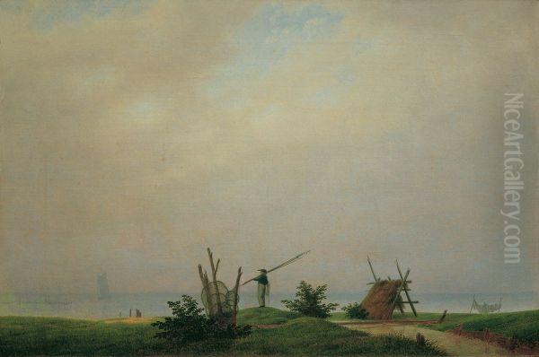 Meeresstrand mit Fischer Oil Painting by Caspar David Friedrich