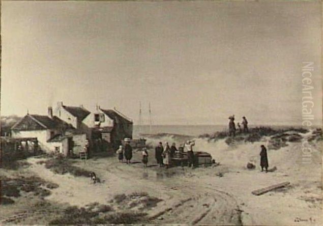 Strandgezicht bij Noordwijk aan Zee Oil Painting by Solomon Leonard Verveer
