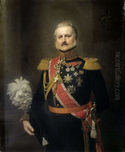 Antonie Frederick Jan Floris Jacob Baron van Omphal (1788-1863), Lieutenant General Oil Painting by Herman Antonie De Bloeme