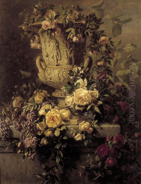 Still Life with Flowers Oil Painting by Adriana Johanna Haanen