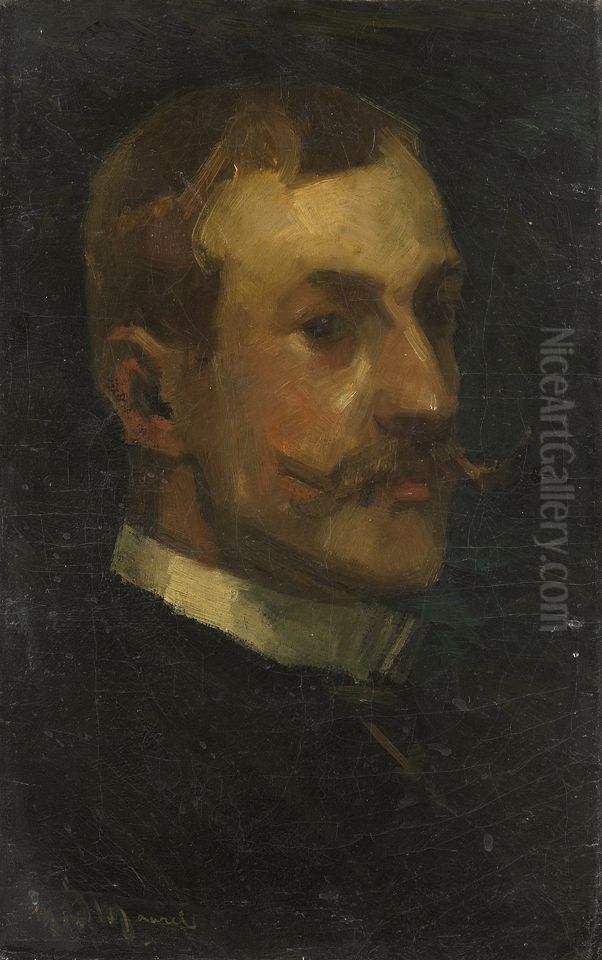 Adriaan Pit (1860-1944). Directeur van het Nederlands Museum voor Geschiedenis en Kunst te Amsterdam Oil Painting by Marinus Van Der Maarel