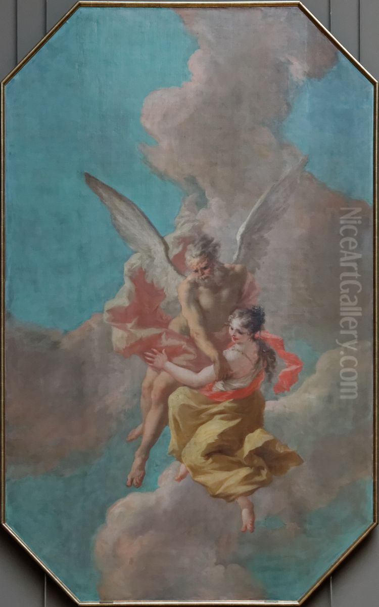 Boree enlevant Orithye Oil Painting by Giovanni Antonio Pellegrini