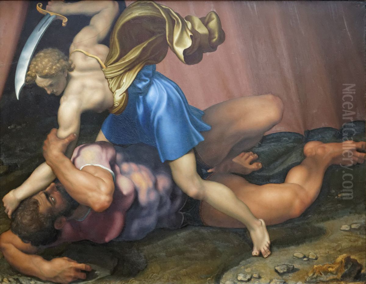 David and Goliath (verso) Oil Painting by Daniele da Volterra