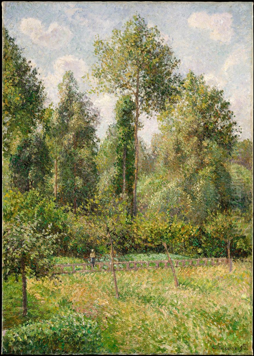 Poplars, Eragny Oil Painting by Camille Pissarro