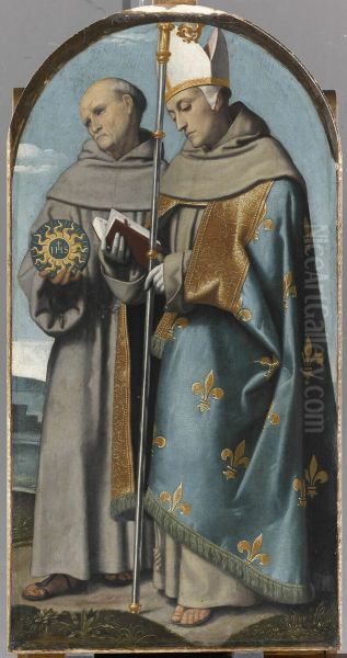 Saint Bernardin de Sienne et saint Louis de Toulouse Oil Painting by Alessandro Bonvicino (Moretto da Brescia)