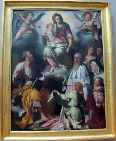 L'Apparition de la Vierge a saint Luc et a saint Yves Oil Painting by Jacopo da Empoli