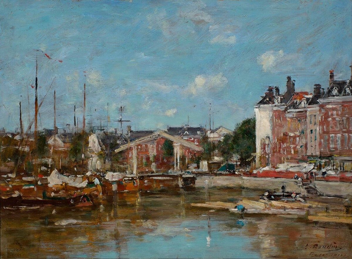 The Leuvehaven in Rotterdam Oil Painting by Eugene Louis Boudin
