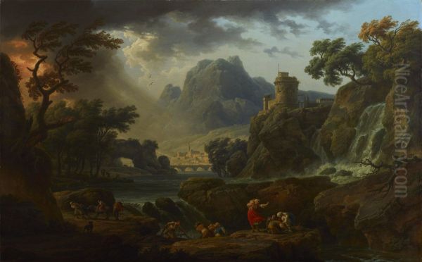 Paysage de montagne avec tempete Oil Painting by Joseph Vernet