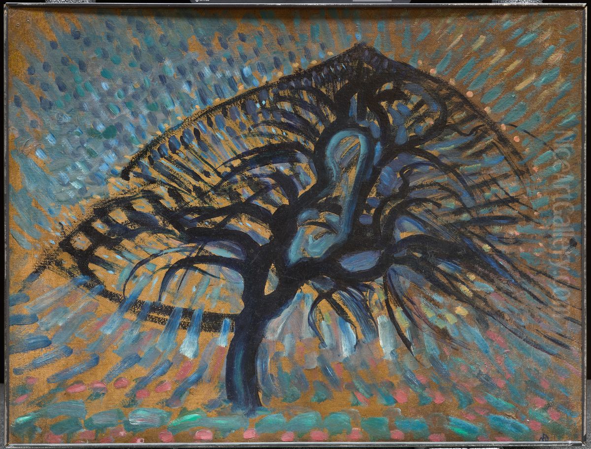 Apple Tree, Pointillist Version Oil Painting by Piet Mondrian