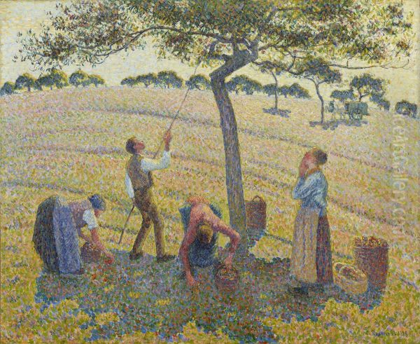 La recolte des pommes a Eragny Oil Painting by Camille Pissarro