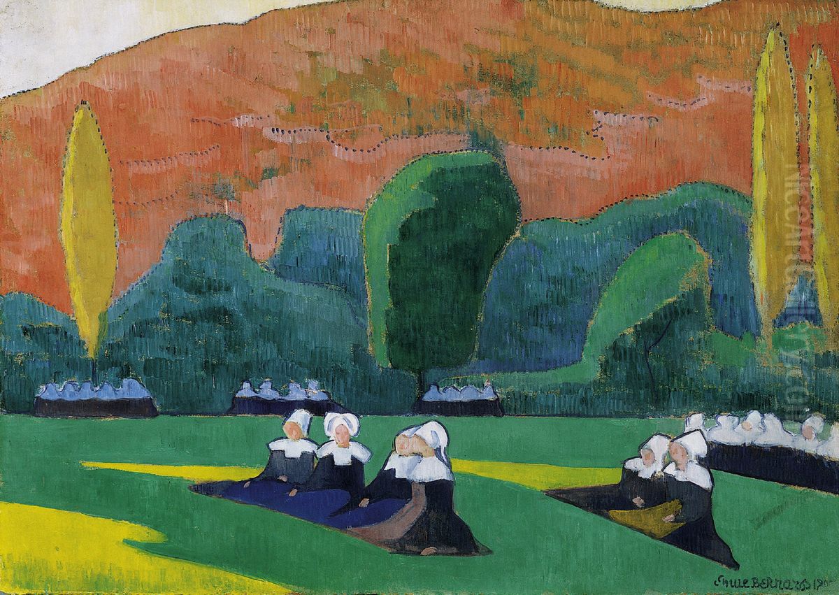 Breton Women Attending a Pardon Oil Painting by Emile Bernard