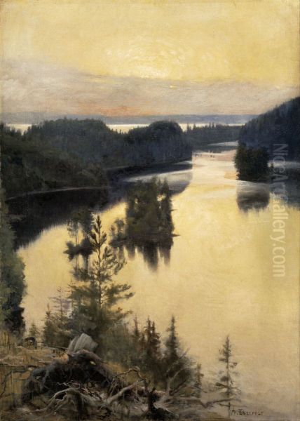 Kaukola Ridge at Sunset Oil Painting by Albert Edelfelt