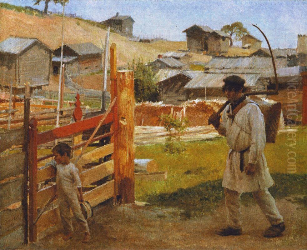 At the Gate (Village ofPorras) Oil Painting by Albert Edelfelt