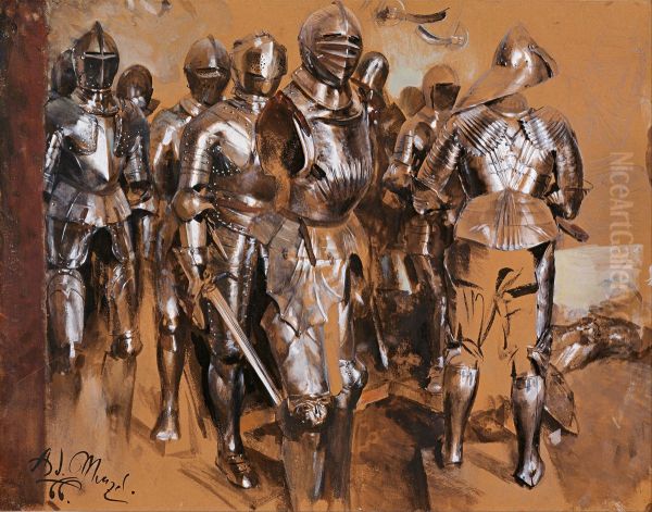 Armor Chamber Fantasy Oil Painting by Adolph von Menzel