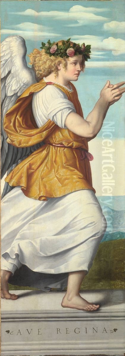 An Adoring Angel Oil Painting by Alessandro Bonvicino (Moretto da Brescia)