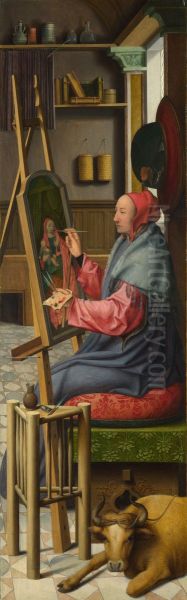 Saint Luke painting the Virgin and Child Oil Painting by Quinten Metsys
