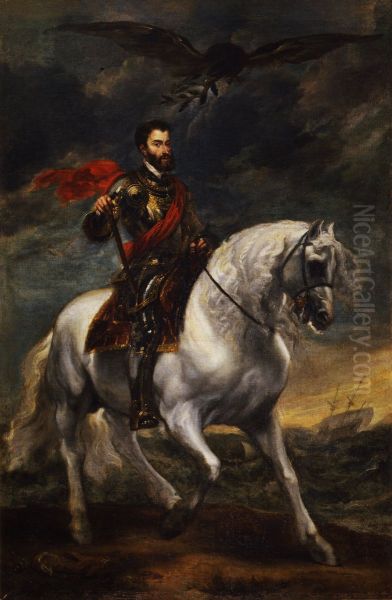 Equestrian portrait of the Emperor Charles V Oil Painting by Sir Anthony Van Dyck