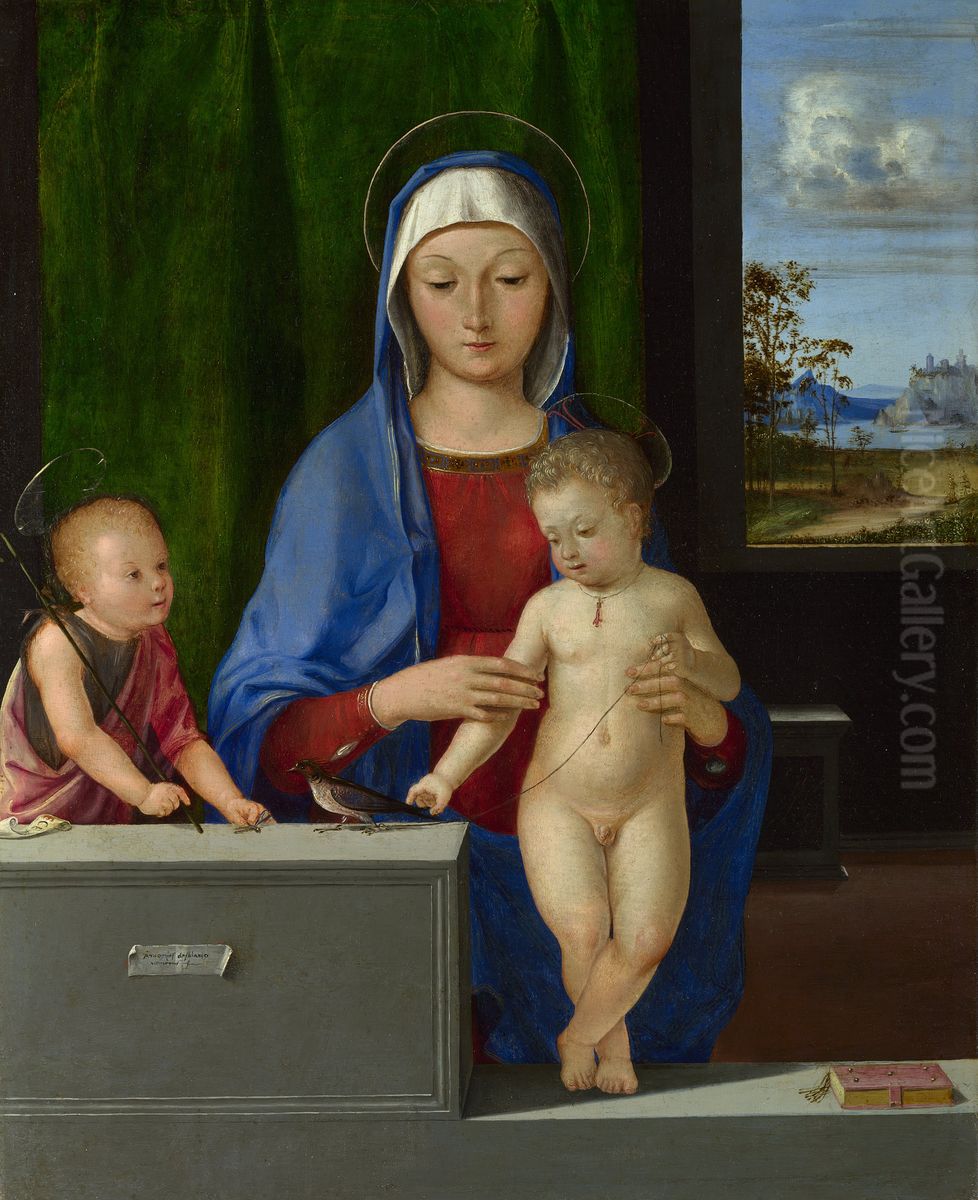 The Virgin and Child with Saint John Oil Painting by Antonio Solario